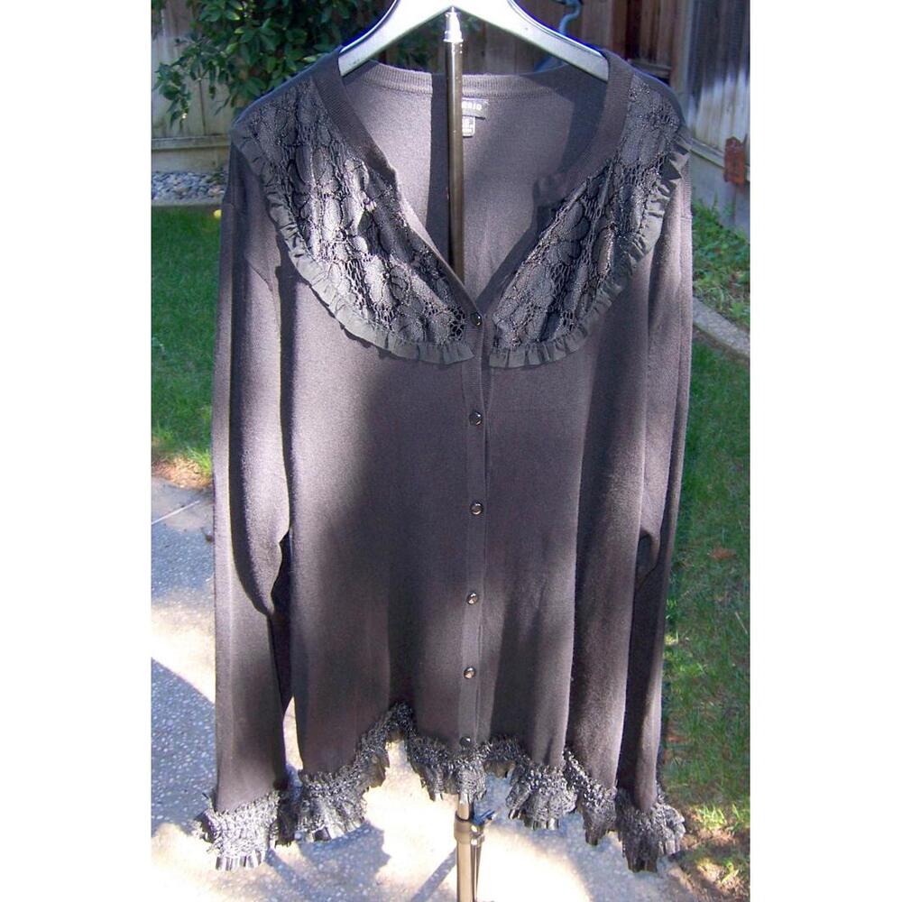 Torrid Black Lace/Ribboned Cardigan-5X-New w/o Tags - Goth